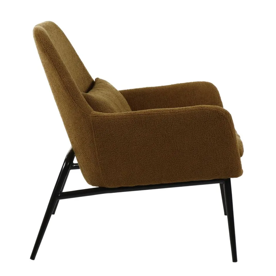 Pomax Canapés-HAILEY - chaise relax - tissu / métal - L 66 x W 75 x H 77 cm - ambre foncé
