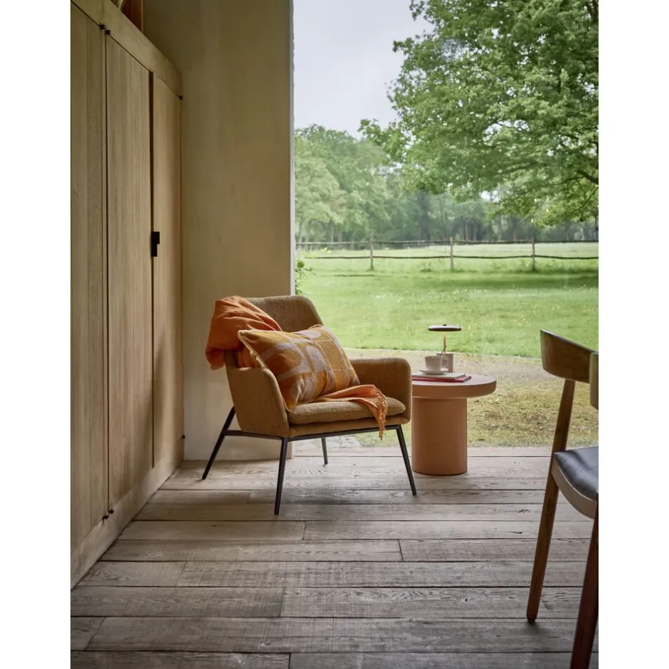 Pomax Canapés-HAILEY - chaise relax - tissu / métal - L 66 x W 75 x H 77 cm - ambre foncé