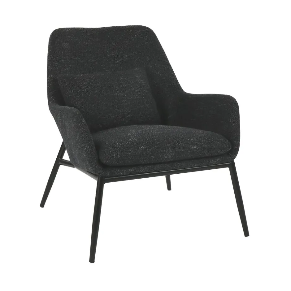 Pomax Canapés-HAILEY - fauteuil - tissu / métal - L 66 x W 75 x H 77 cm - anthracite