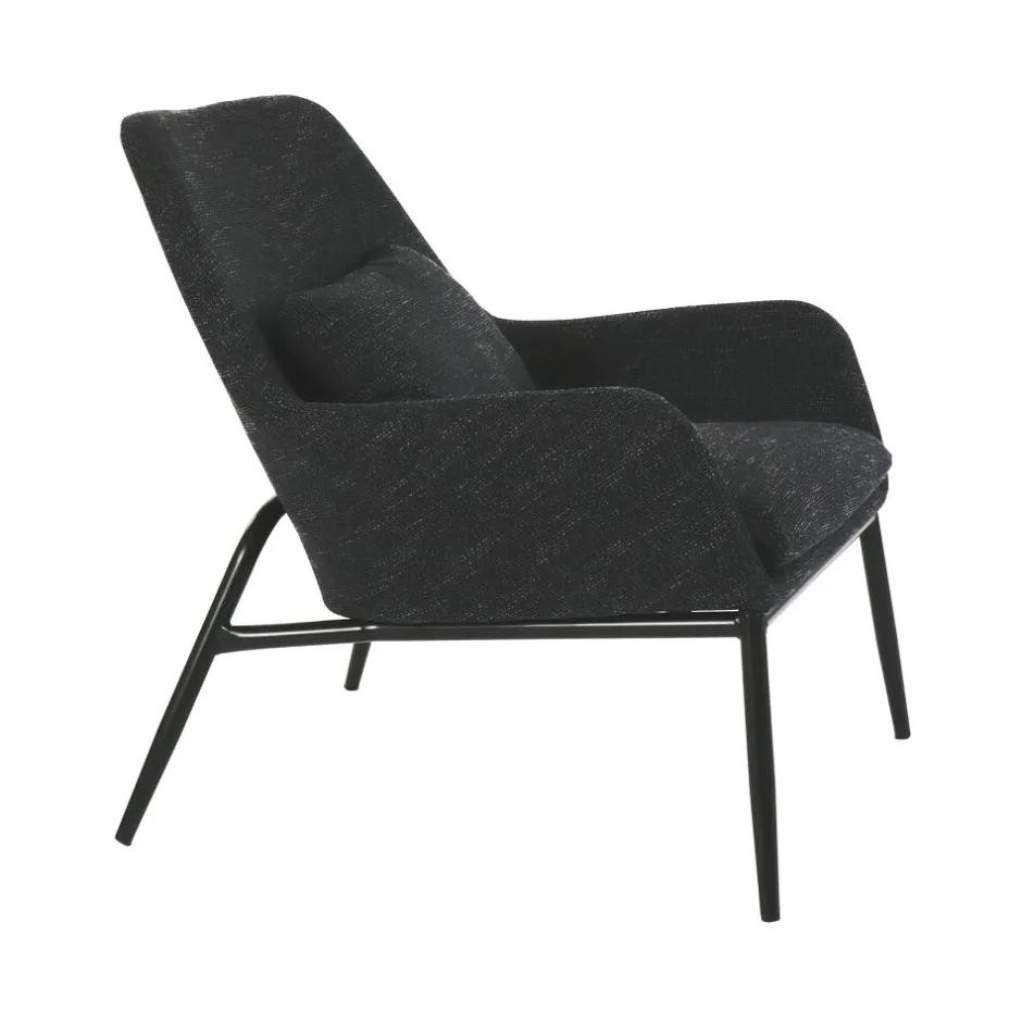 Pomax Canapés-HAILEY - fauteuil - tissu / métal - L 66 x W 75 x H 77 cm - anthracite