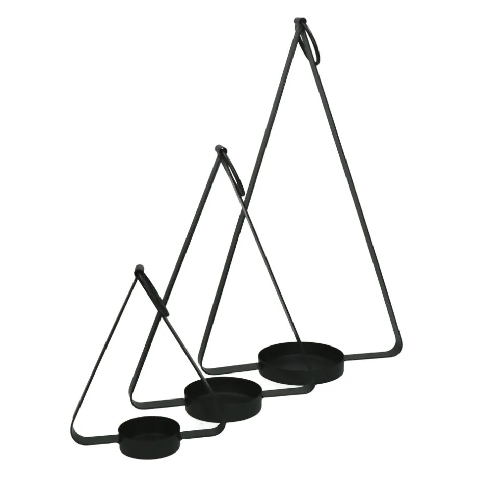 Pomax Chandeliers-HOLD ME - set/3 porte-bougies - métal - L 17/22/28 x W 7/9/11 x H 20/31/44 cm - noir