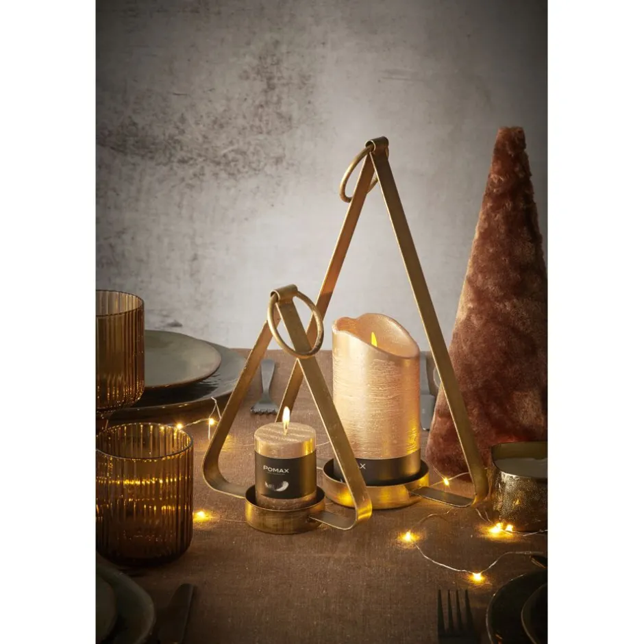 Pomax Chandeliers-HOLD ME - set/3 porte-bougies - métal - L 17/22/28 x W 7/9/11 x H 20/31/44 cm - or