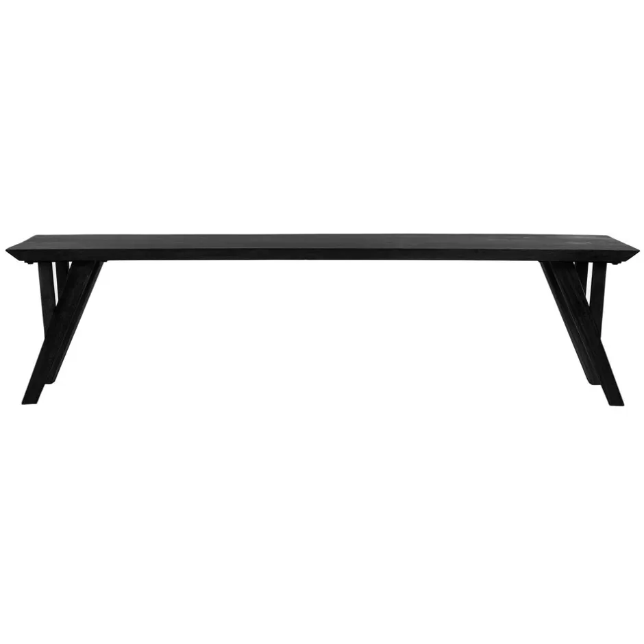 Pomax Bancs-HOPPER - banc - bois d'acacia - L 180 x W 40 x H 45 cm - noir
