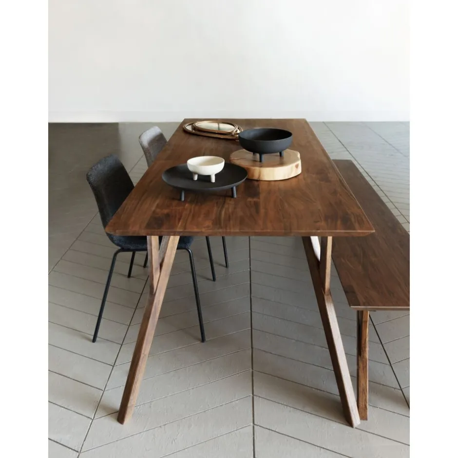 Pomax Bancs-HOPPER - banc - bois d'acacia - L 180 x W 40 x H 45 cm - noyer