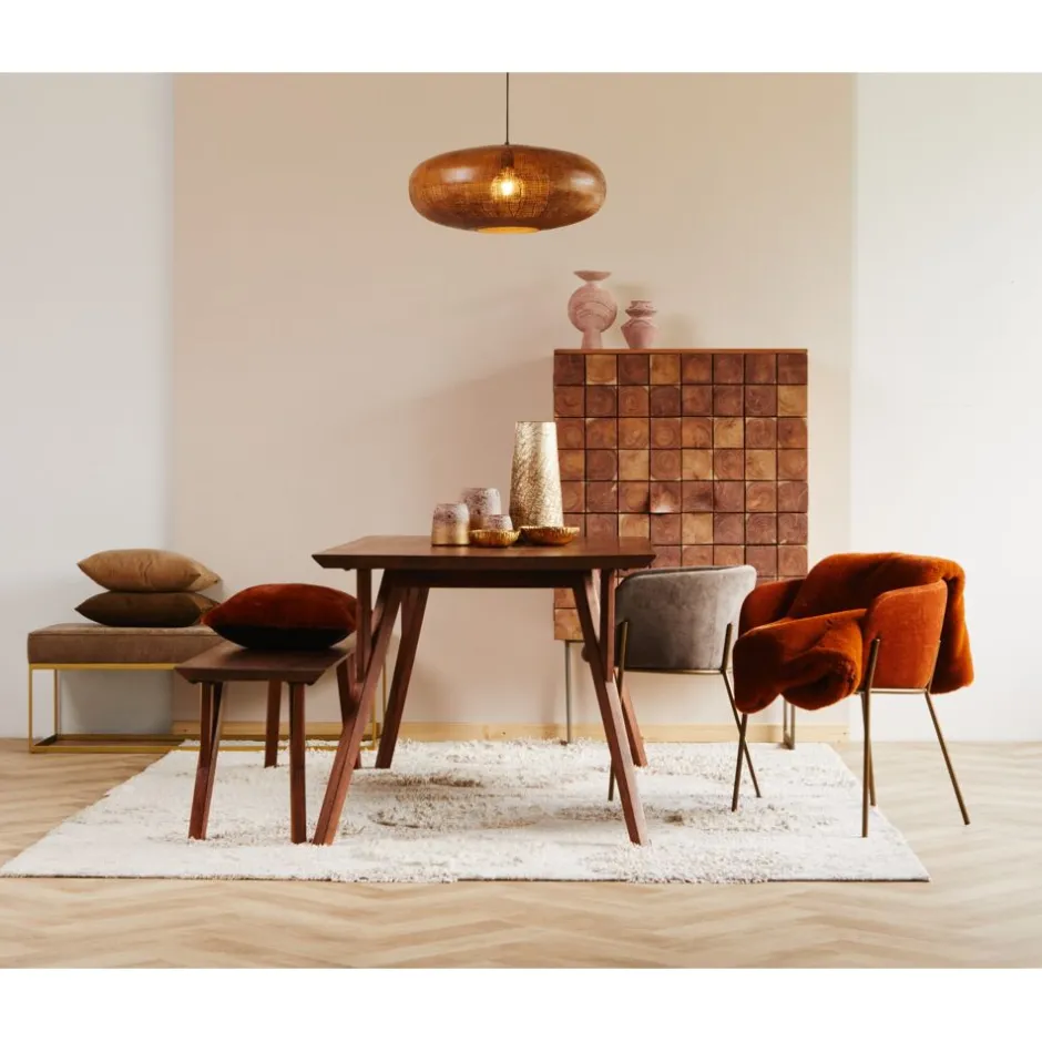 Pomax Bancs-HOPPER - banc - bois d'acacia - L 180 x W 40 x H 45 cm - noyer