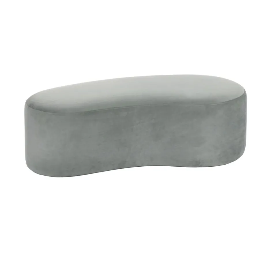 Pomax Poufs-HORTA - banc - velours / polyester - L 120 x W 60 x H 36 cm - gris clair