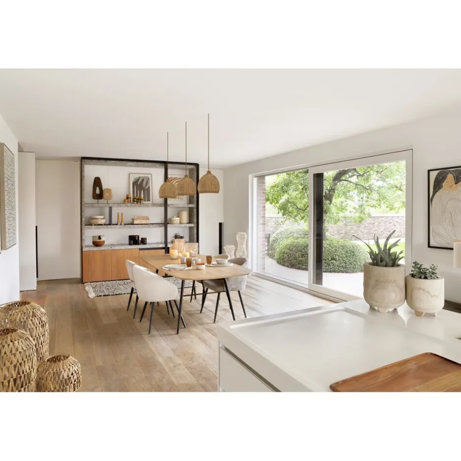 Pomax Tables-ITALO - table extensible - mdf / placage de bois / métal - L 180/230 x W 105 x H 76 cm - naturel