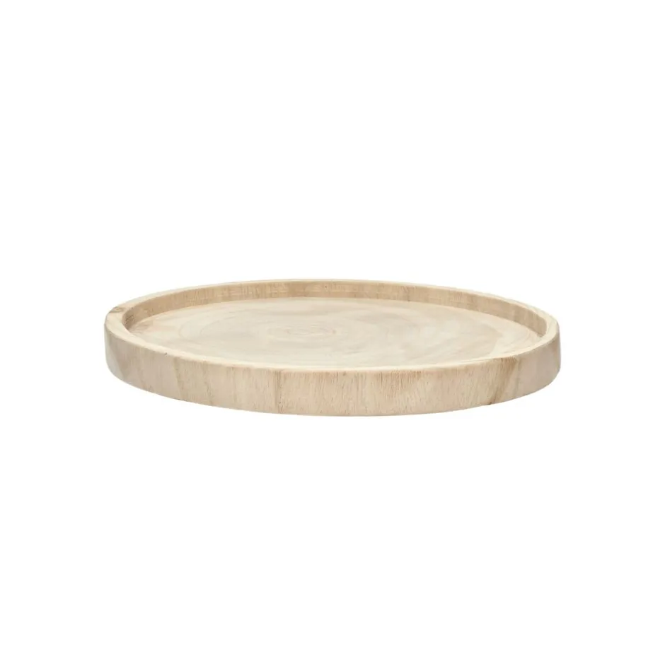 Pomax Chandeliers-JAZZ - dessous de bougie - bois de paulownia - DIA 28 x H 2,5 cm - naturel