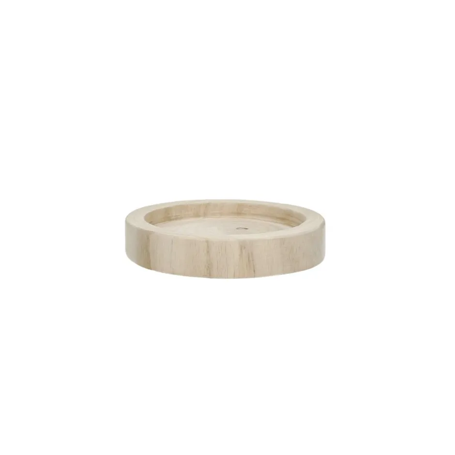 Pomax Chandeliers-JAZZ - dessous de bougie - bois de paulownia - DIA 13 x H 2,5 cm - naturel