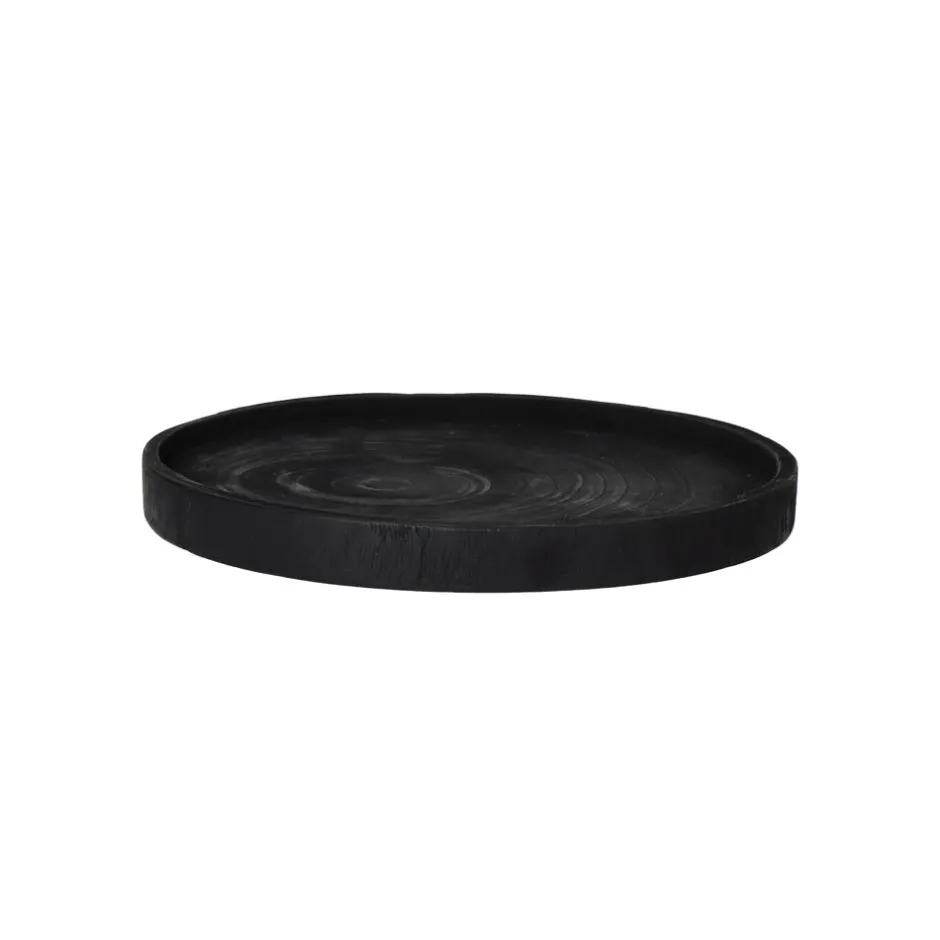 Pomax Chandeliers-JAZZ - dessous de bougie - bois de paulownia - DIA 28 x H 2,5 cm - noir