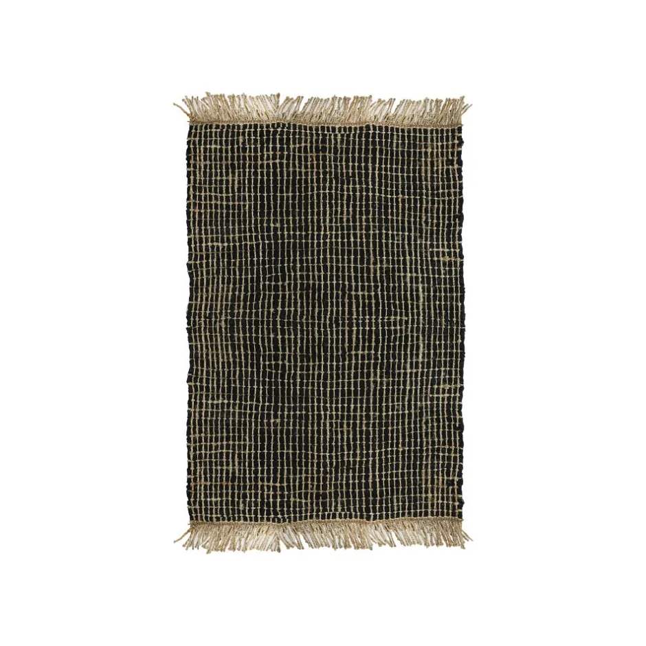 Pomax Tapis-JOOT - tapis - cuir recyclé / jute - L 120 x W 180 cm - noir