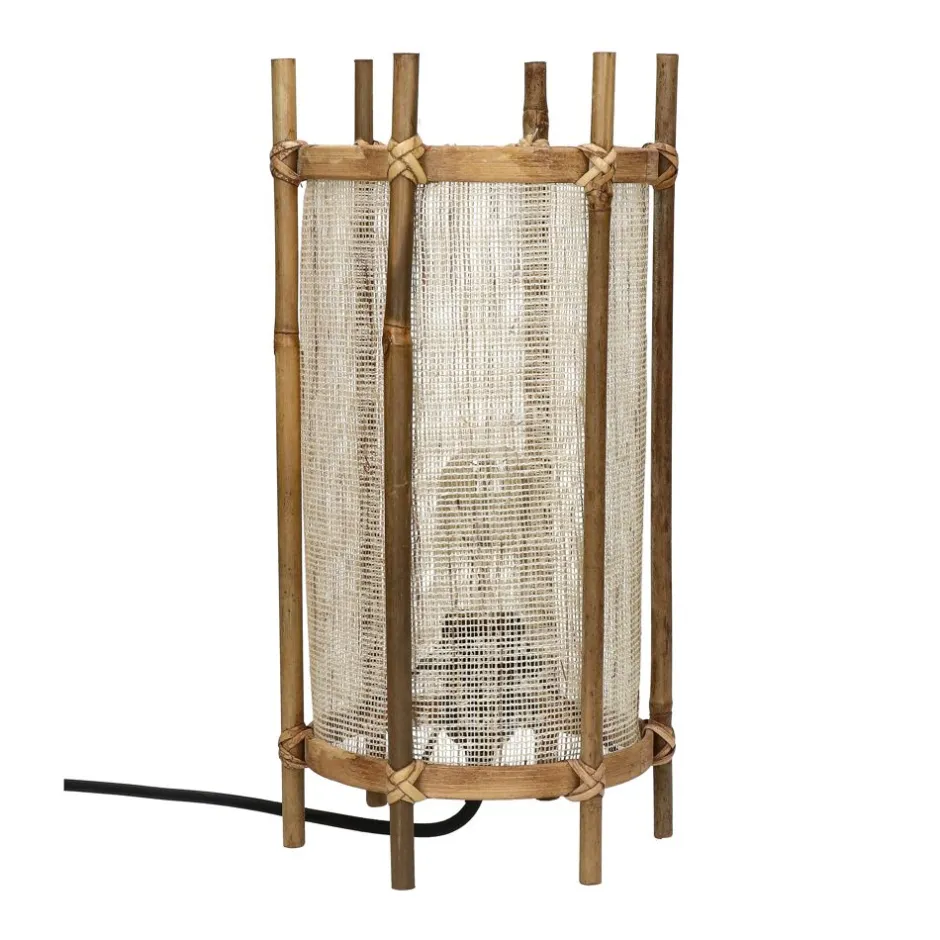 Pomax Lampes De Table-KASAI - lampe de table - lin / bambou - DIA 18,5 x H 36 cm - naturel