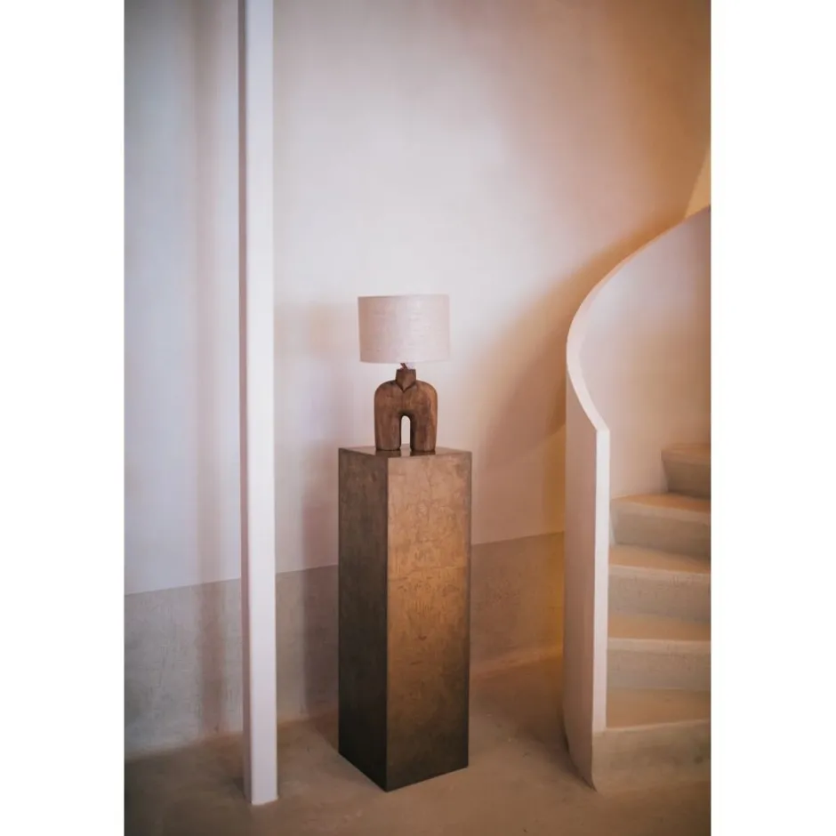 Pomax Lampes De Table-LAMPEDUSA - lampe de table - bois de mangier - DIA 28 x H 49 cm - brun