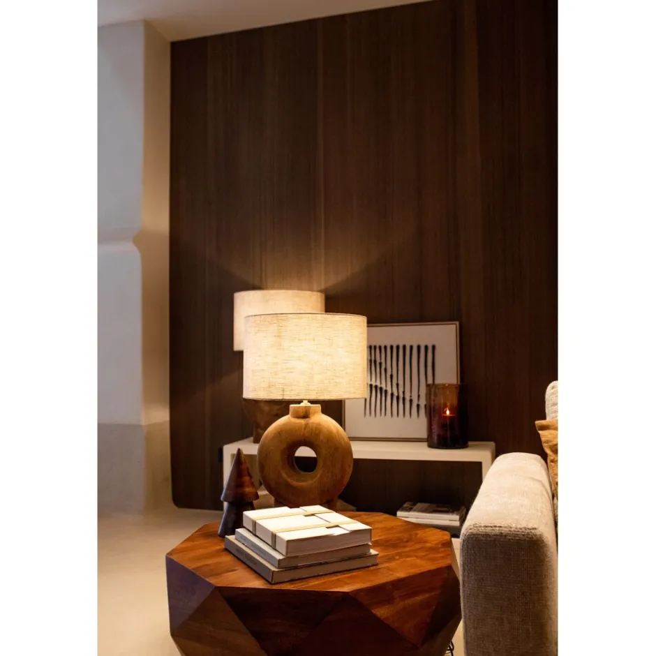 Pomax Lampes De Table-LAMPEDUSA - lampe de table - bois de mangier - DIA 38 x H 65 cm - brun