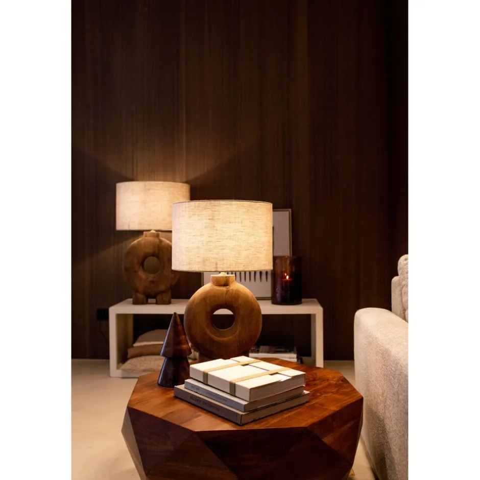 Pomax Lampes De Table-LAMPEDUSA - lampe de table - bois de mangier - DIA 48 x H 82 cm - brun