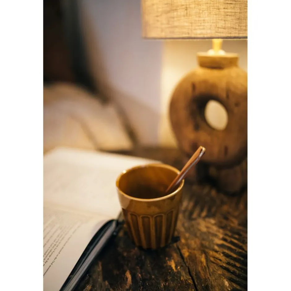 Pomax Lampes De Table-LAMPEDUSA - lampe de table - bois de mangier - DIA 28 x H 51 cm - brun