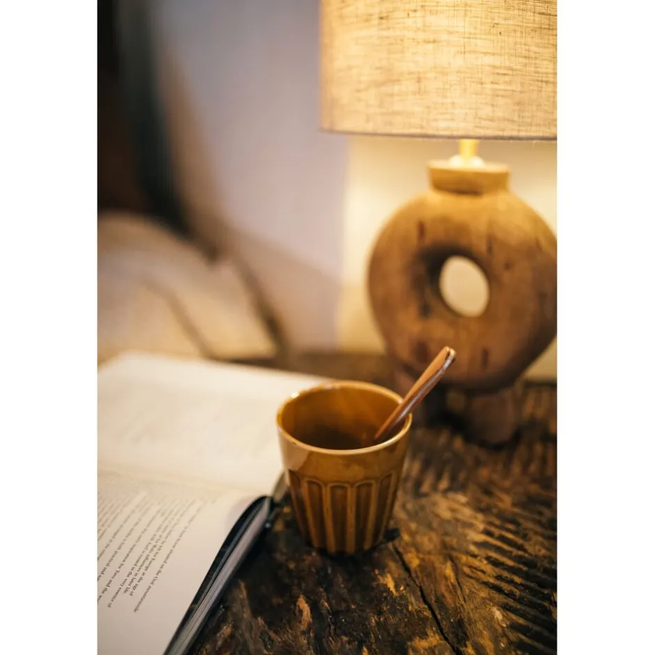 Pomax Lampes De Table-LAMPEDUSA - lampe de table - bois de mangier - DIA 28 x H 51 cm - brun