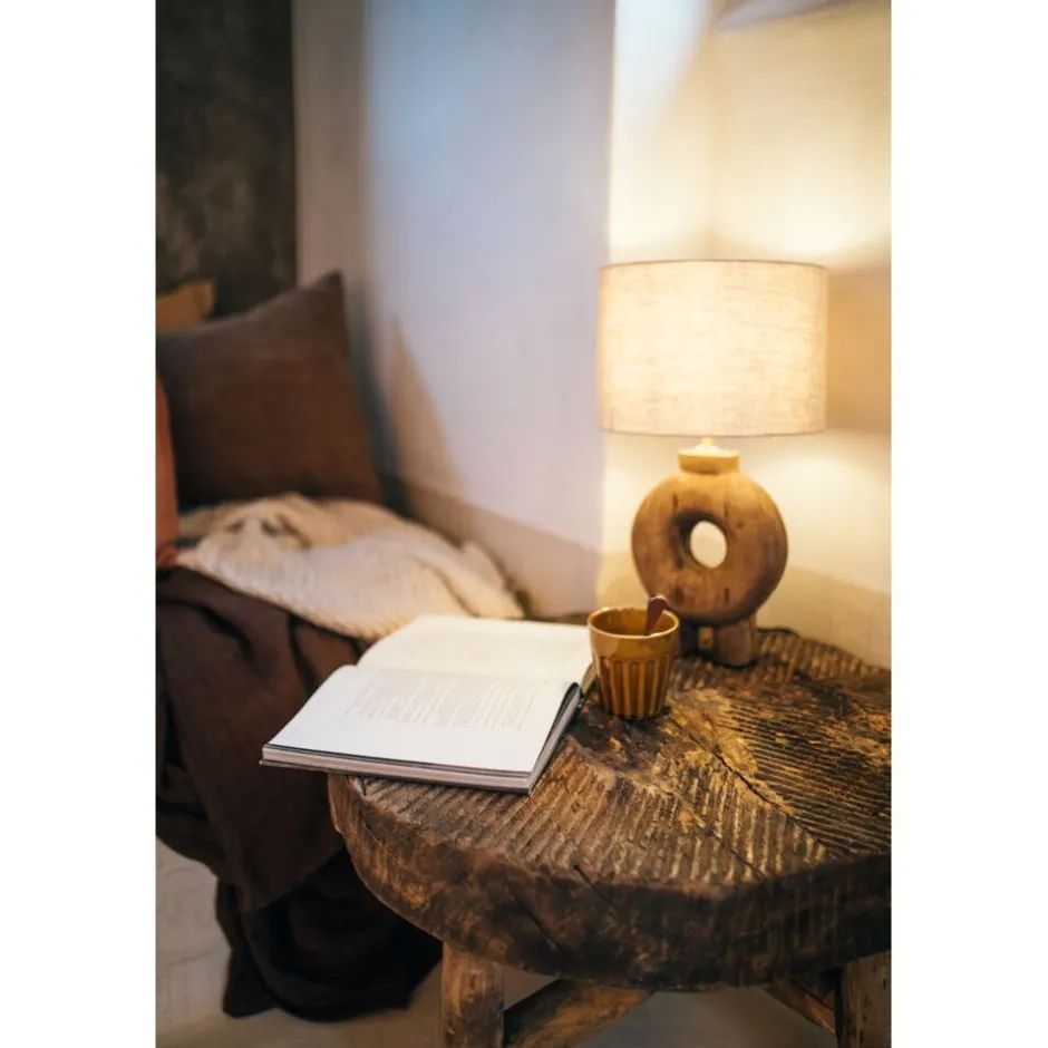 Pomax Lampes De Table-LAMPEDUSA - lampe de table - bois de mangier - DIA 28 x H 51 cm - brun