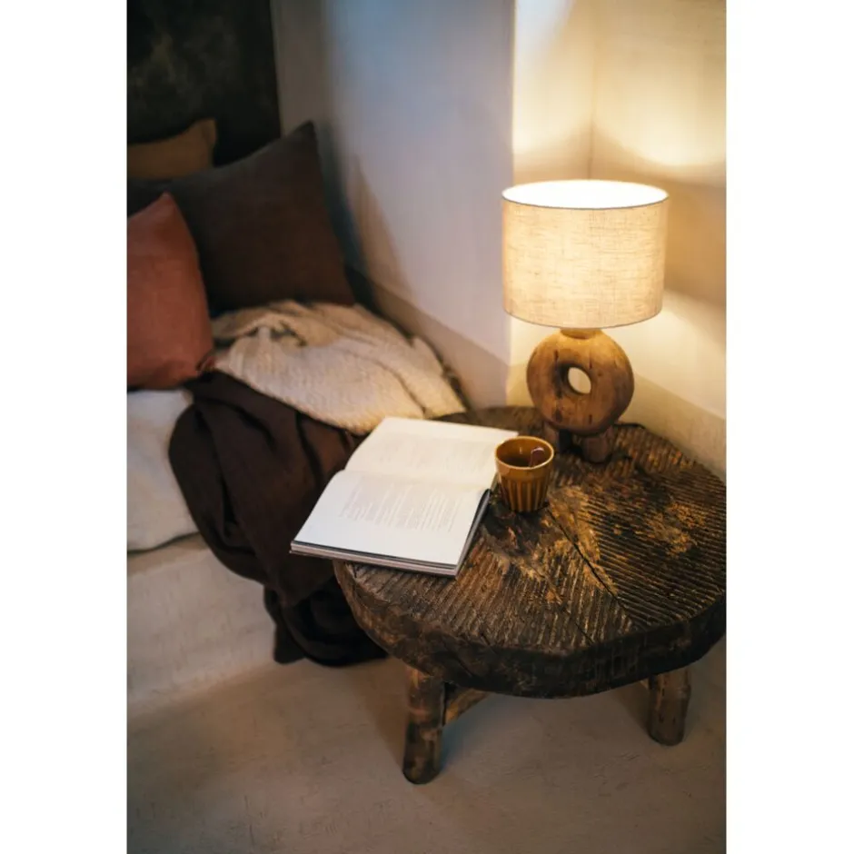 Pomax Lampes De Table-LAMPEDUSA - lampe de table - bois de mangier - DIA 28 x H 51 cm - brun