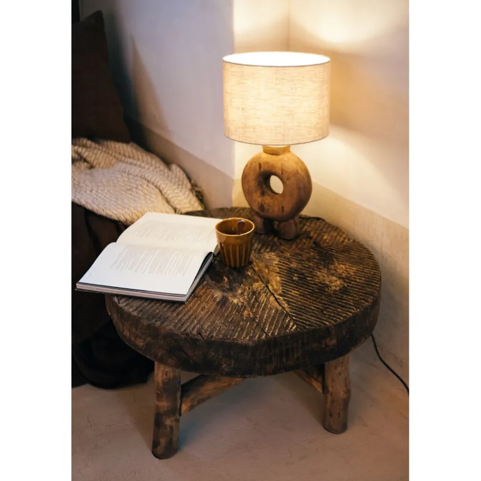 Pomax Lampes De Table-LAMPEDUSA - lampe de table - bois de mangier - DIA 28 x H 51 cm - brun