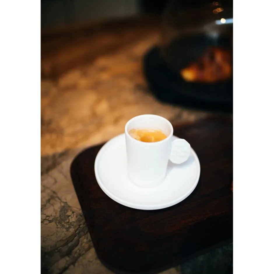 Pomax Vaisselle-LEGGERO - tasse & soucoupe - porcelaine - DIA 5,5/12,8 x H 7,5/2,5 cm - blanc