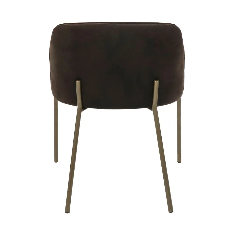 Pomax Chaises-LOUISE - chaise - velours / métal - L 60 x W 58 x H 79 cm - brun foncé