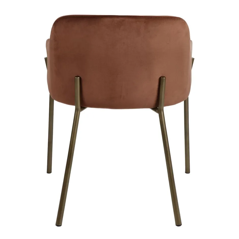 Pomax Chaises-LOUISE - chaise - velours / métal - L 60 x W 58 x H 79 cm - cannelle