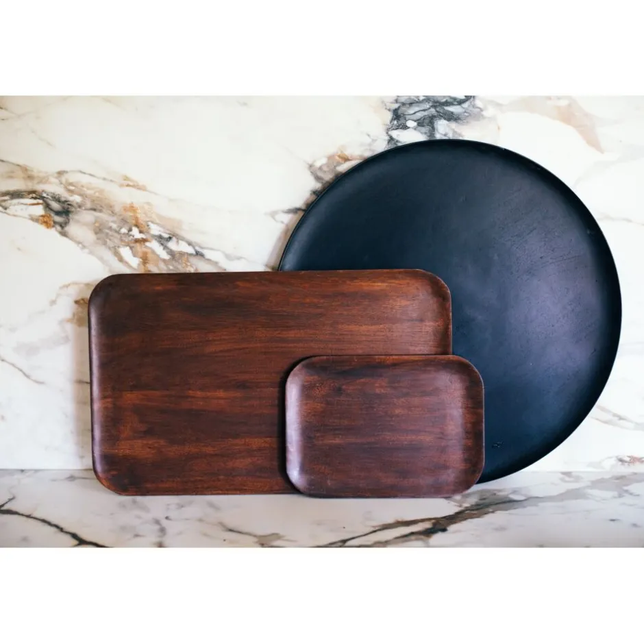 Pomax Plateaux-MACLEAR - plat - bois d'acacia - L 28 x W 20 x H 1,25 cm - brun