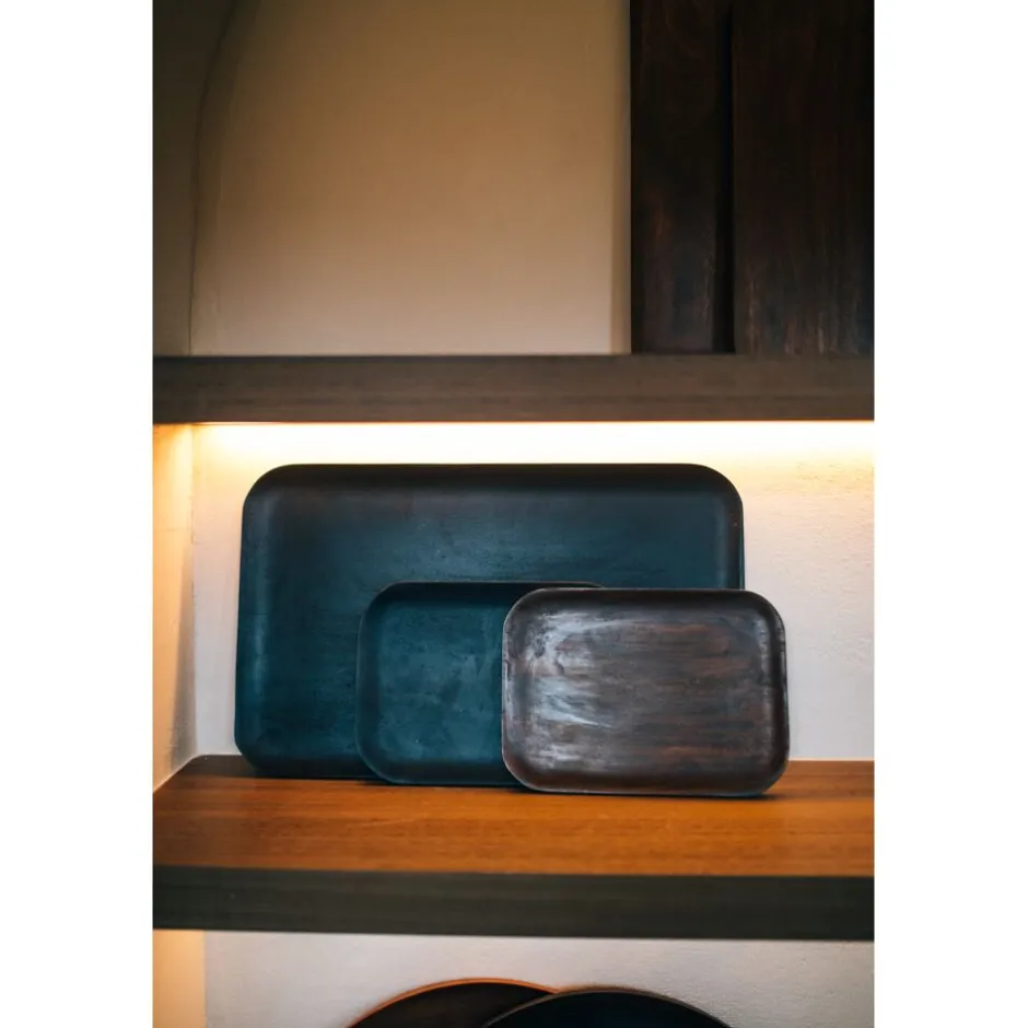Pomax Plateaux-MACLEAR - plat - bois d'acacia - L 52 x W 32 x H 1,25 cm - noir