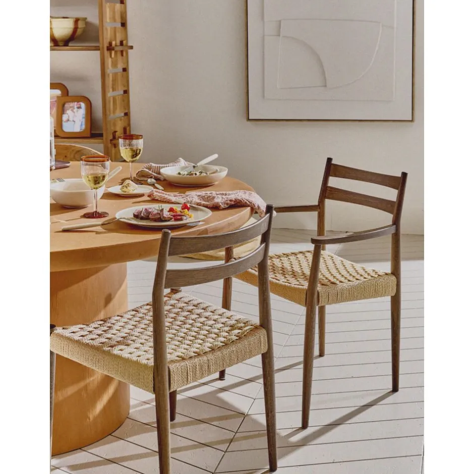 Pomax Chaises-MINOU - chaise - bois de frêne / papier - L 51,5 x W 57 x H 80 cm - noyer