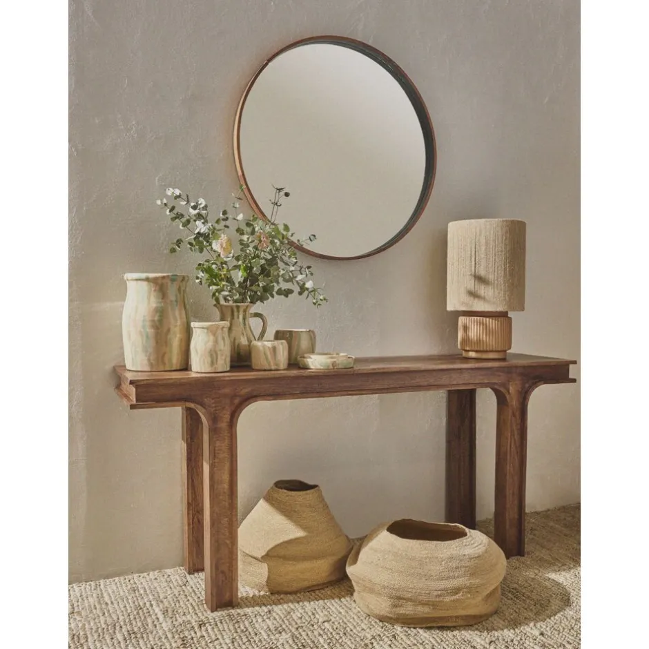 Pomax Consoles-MONTAGU - console - bois de mangier - L 180 x W 45 x H 80 cm - noyer