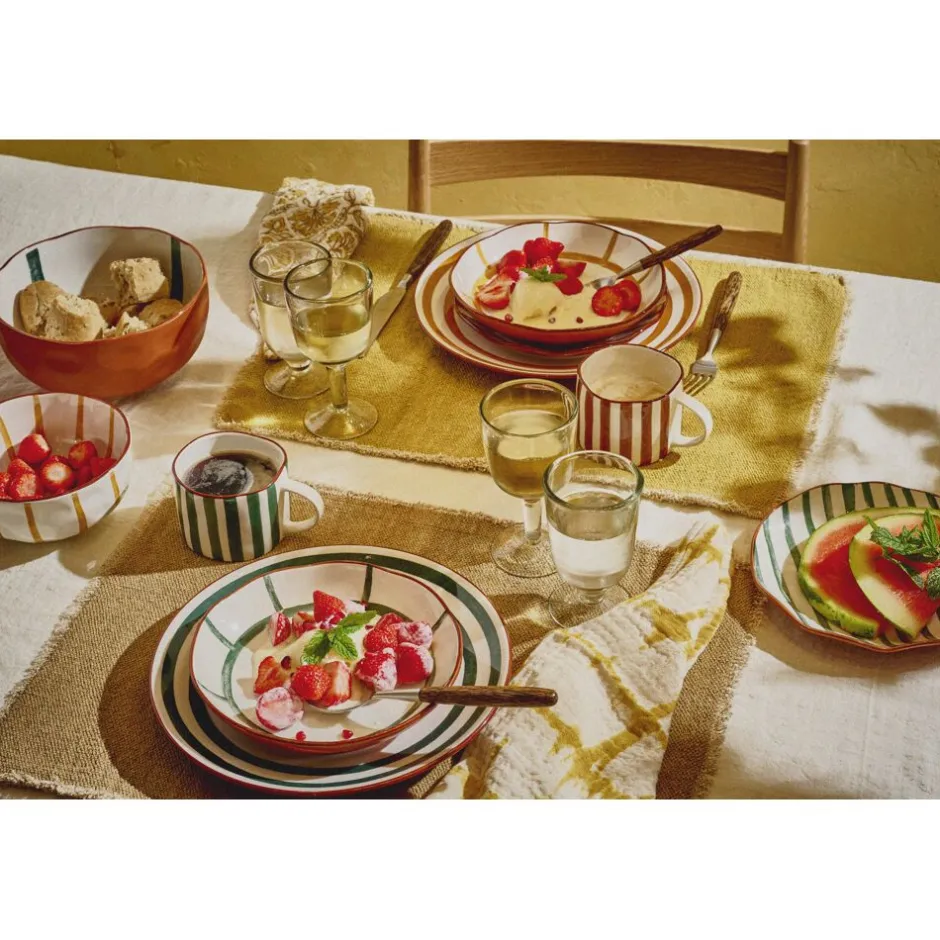 Pomax Vaisselle-MYKONOS - assiette à dessert - porcelaine - DIA 20,3 x H 2 cm - vert