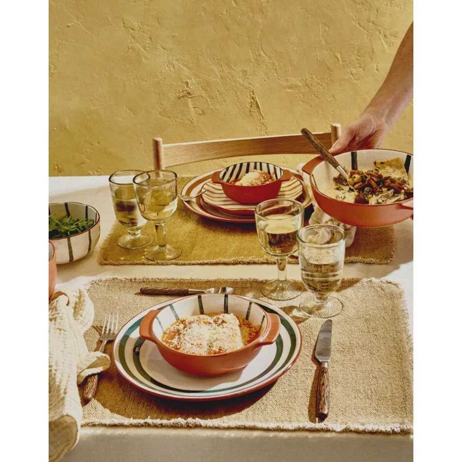 Pomax Vaisselle-MYKONOS - assiette plate - porcelaine - DIA 27 x H 2,5 cm - vert