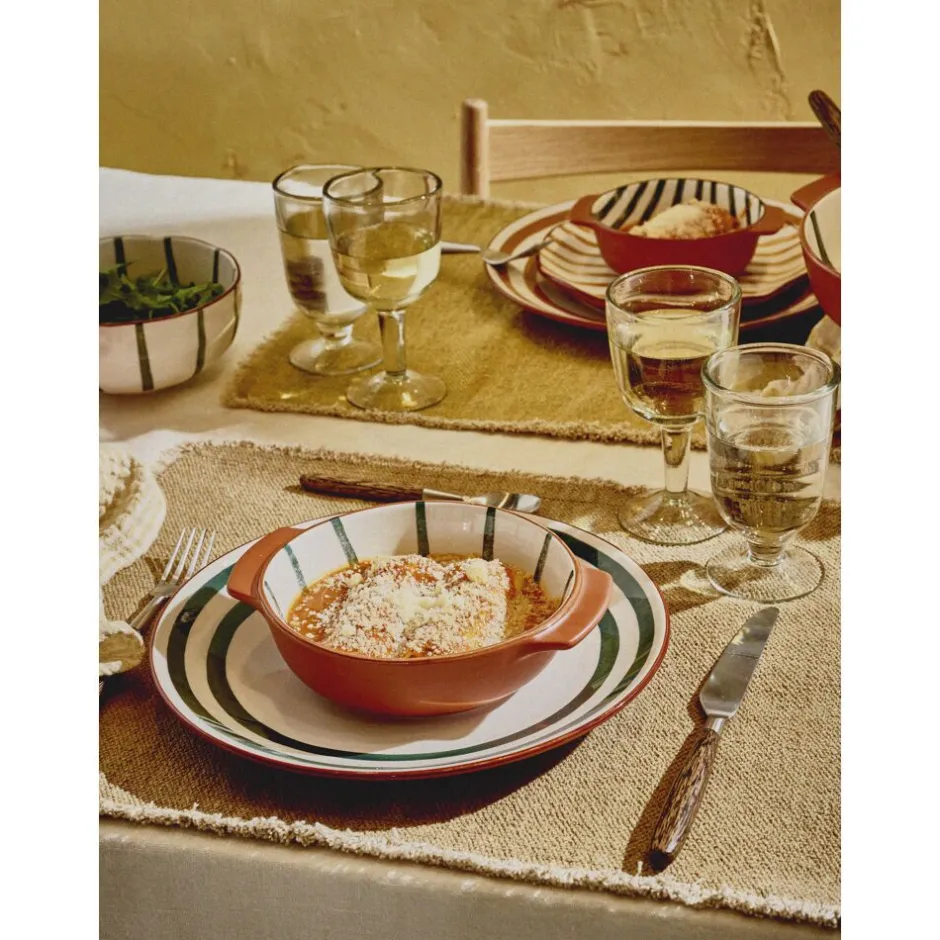 Pomax Vaisselle-MYKONOS - plat à four/bol - porcelaine - DIA 21 x H 5,5 cm - vert