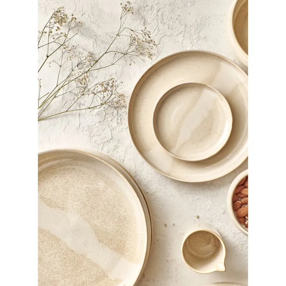 Pomax Vaisselle-NOUGAT - assiette à dessert - porcelaine - DIA 20,6 x H 2,6 cm - beige