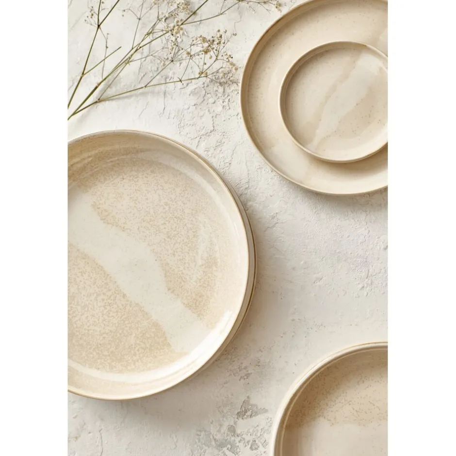 Pomax Vaisselle-NOUGAT - assiette à dessert - porcelaine - DIA 20,6 x H 2,6 cm - beige