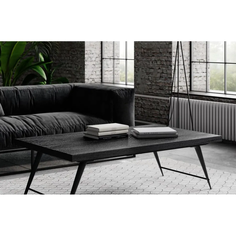 Pomax Tables Basses | Tables-OHIO - table basse - bois de mangier / métal - L 125 x W 75 x H 38 cm - noir