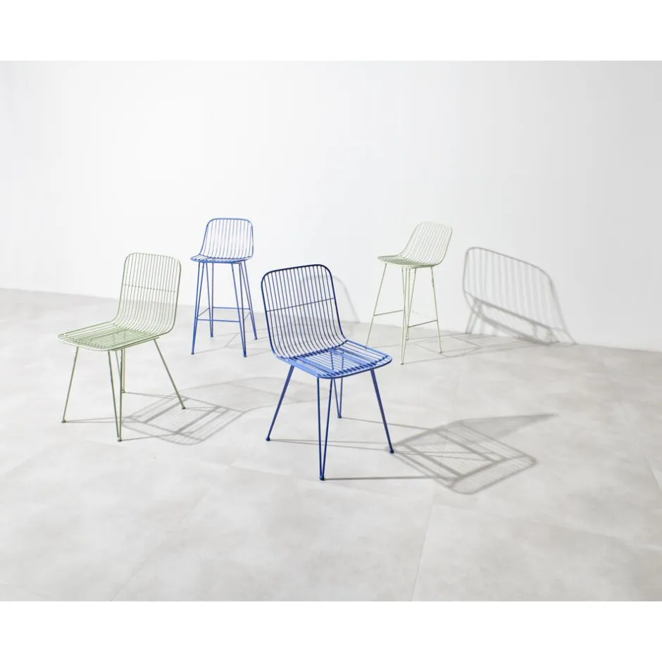 Pomax Chaises-OMBRA - chaise - métal - L 54 x W 43 x H 83 cm - bleu