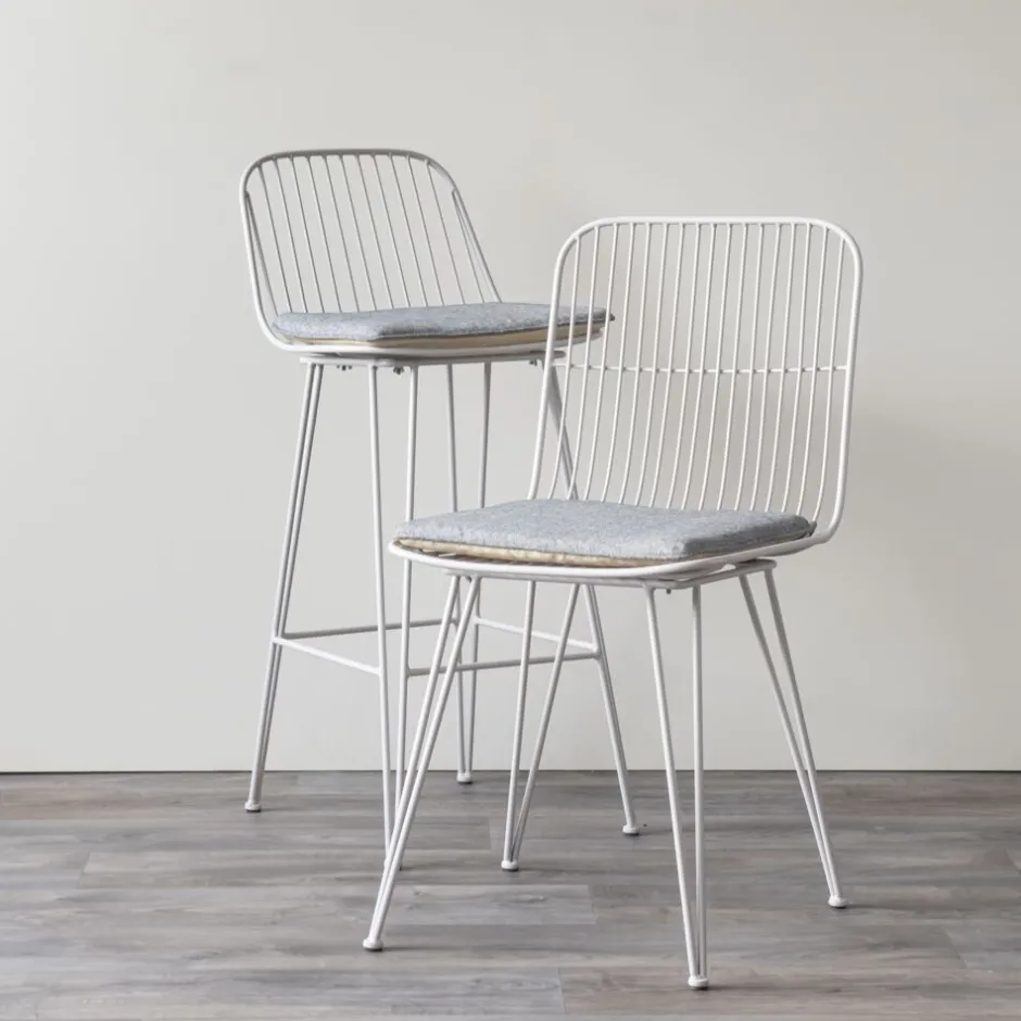 Pomax Chaises De Bar | Tabourets-OMBRA - chaise de bar - métal - L 40 x W 42 x H 90 cm - gris clair