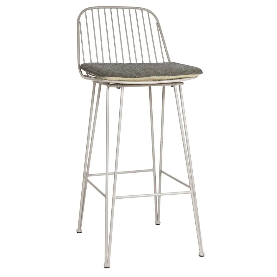 Pomax Chaises De Bar | Tabourets-OMBRA - chaise de bar - métal - L 40 x W 42 x H 90 cm - gris clair