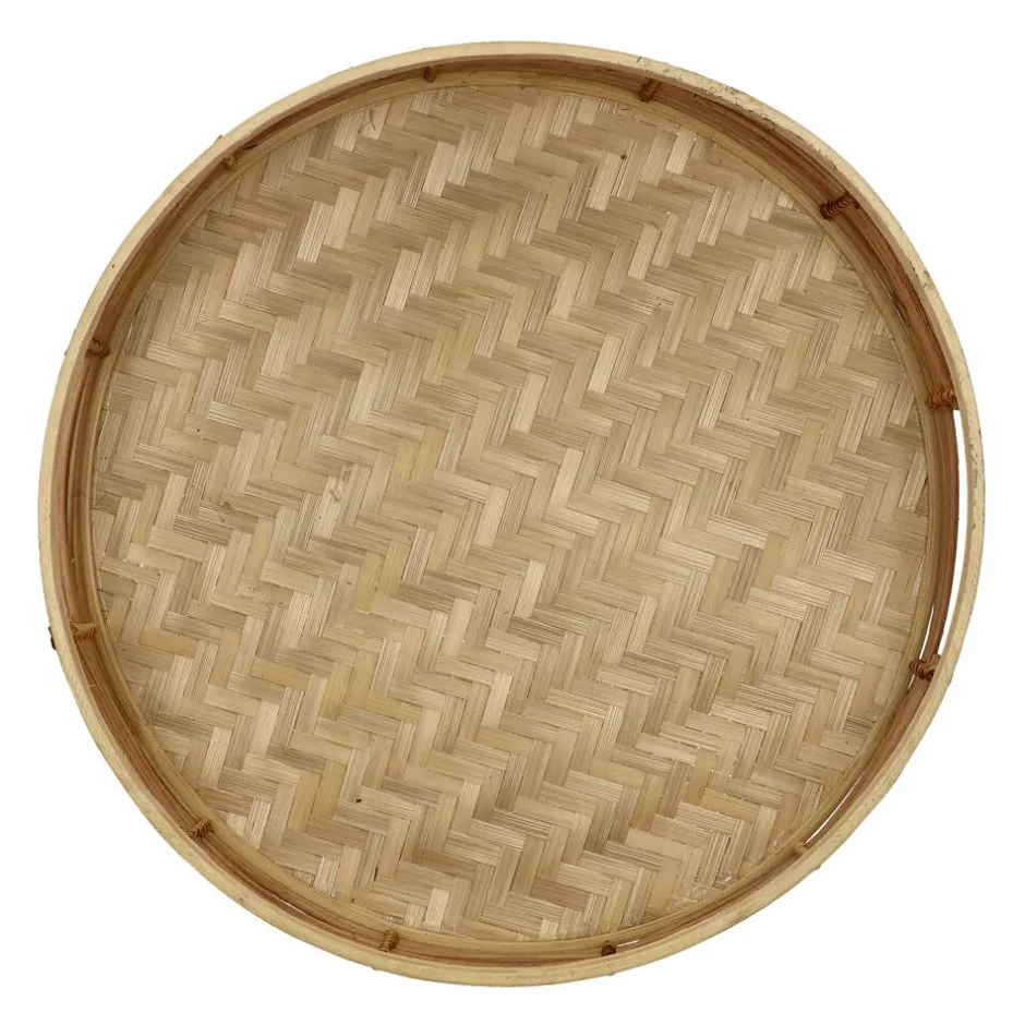 Pomax Plateaux-OSAKA - set/2 plateaus ronds - rotin / bambou - DIA 35/40 x H 8/8 cm - naturel
