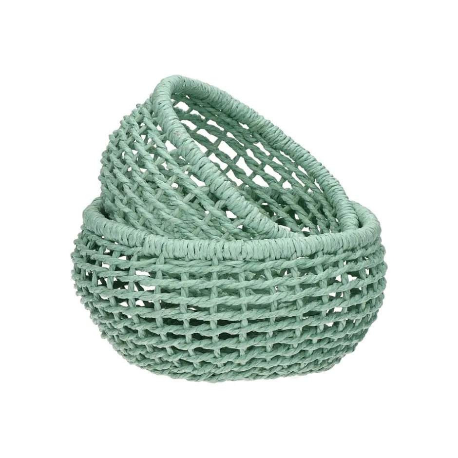 Pomax Paniers À Pain, Couverts Et Serviettes-OSTERIA - set/2 corbeilles à pain - papier - DIA 15/18 x H 8 cm - menthe