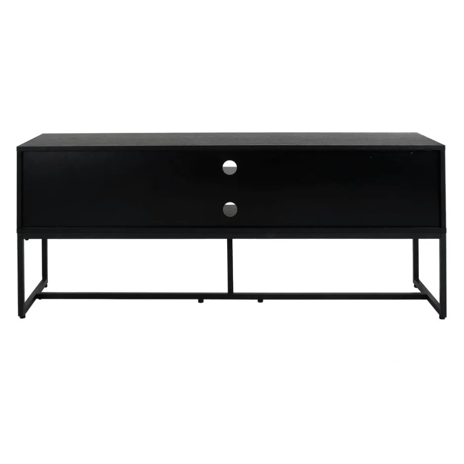 Pomax Armoires-PARIGI - meuble tv - emballé à plat - mélamine / métal - L 150 x W 40 x H 60 cm - noyer/noir