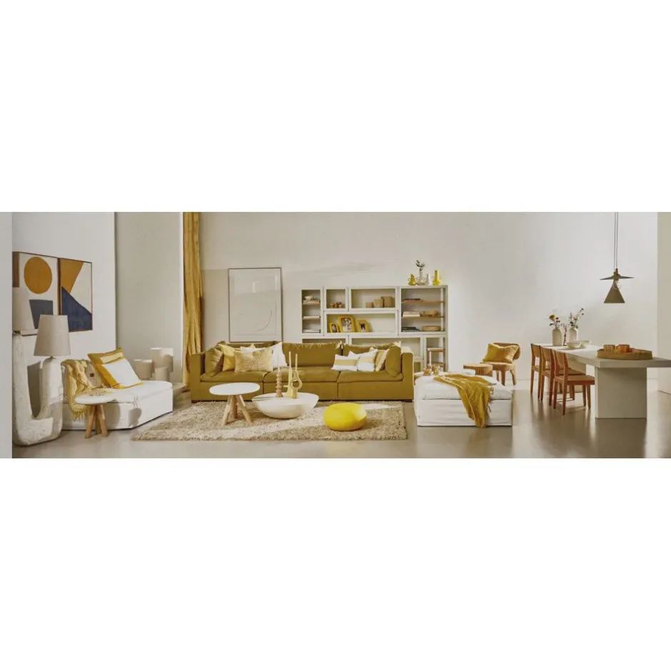 Pomax Tables-PIASTRO - tabel - enduit à la chaux - L 260 x W 85 x H 75 cm - blanc cassé