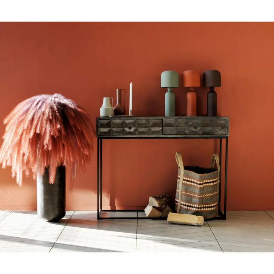 Pomax Fleurs-PLUM'O - plume artificielle degradé - synthétique / métal - H 106 cm - corail