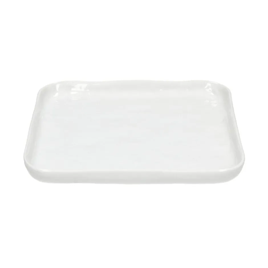 Pomax Vaisselle-PORCELINO SQUARE - assiette à dessert - porcelaine - L 20 x W 20 x H 1,6 cm - blanc