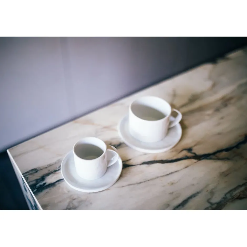 Pomax Vaisselle-PORCELINO WHITE - tasse & soucoupe - porcelaine - DIA 14 x H 8,2 cm - blanc