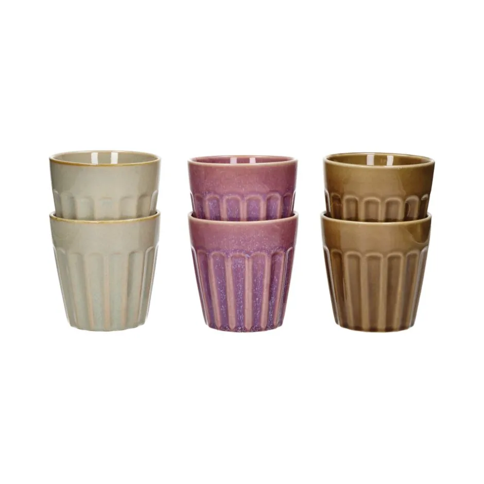 Pomax Vaisselle-RIALTO - set/6 gobelets - porcelaine - DIA 10 x H 10 cm - mix de couleurs