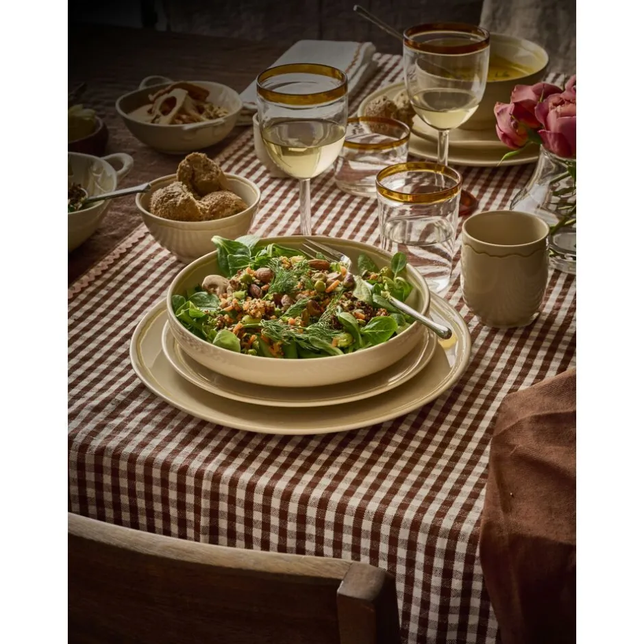 Pomax Vaisselle-ROMANCE - assiette plate - porcelaine - DIA 26,5 x H 2,5 cm - latté
