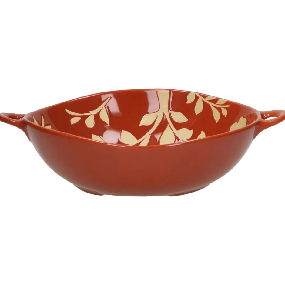Pomax Saladiers / Plats À Servir-ROMANCE - bol - porcelaine - L 31 x W 24,5 x H 7,5 cm - paprika